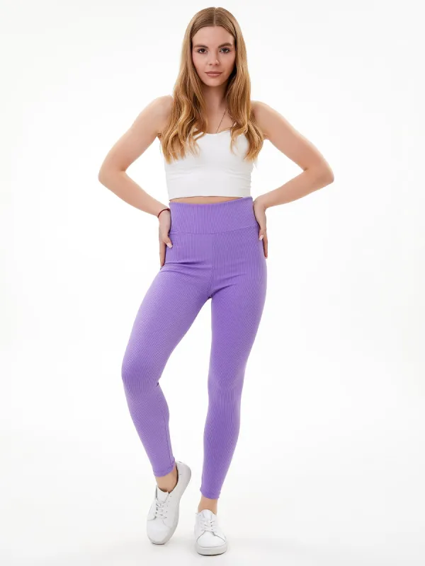 Zelal Ribbed Leggings Purple sold by Lookus Clothing