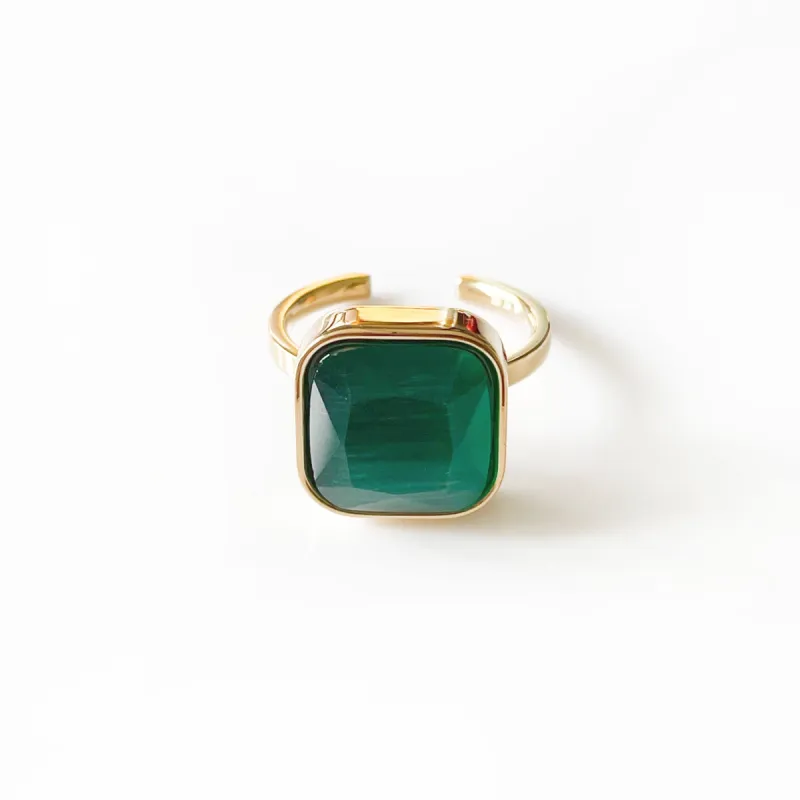 Hestia Luxe 18k Gold Plated Emerald Ring sold by Luxe Tones