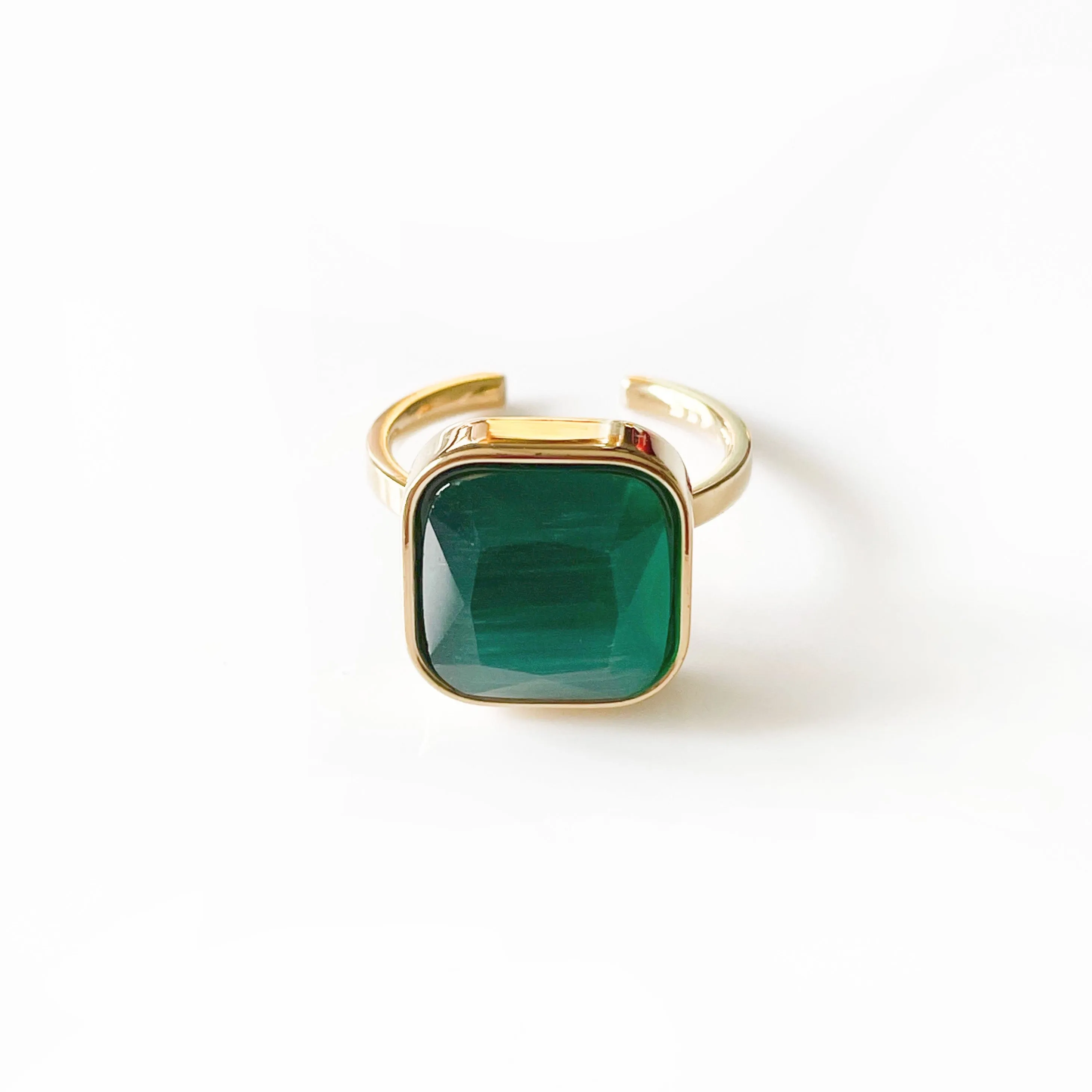 Hestia Luxe 18k Gold Plated Emerald Ring sold by Luxe Tones