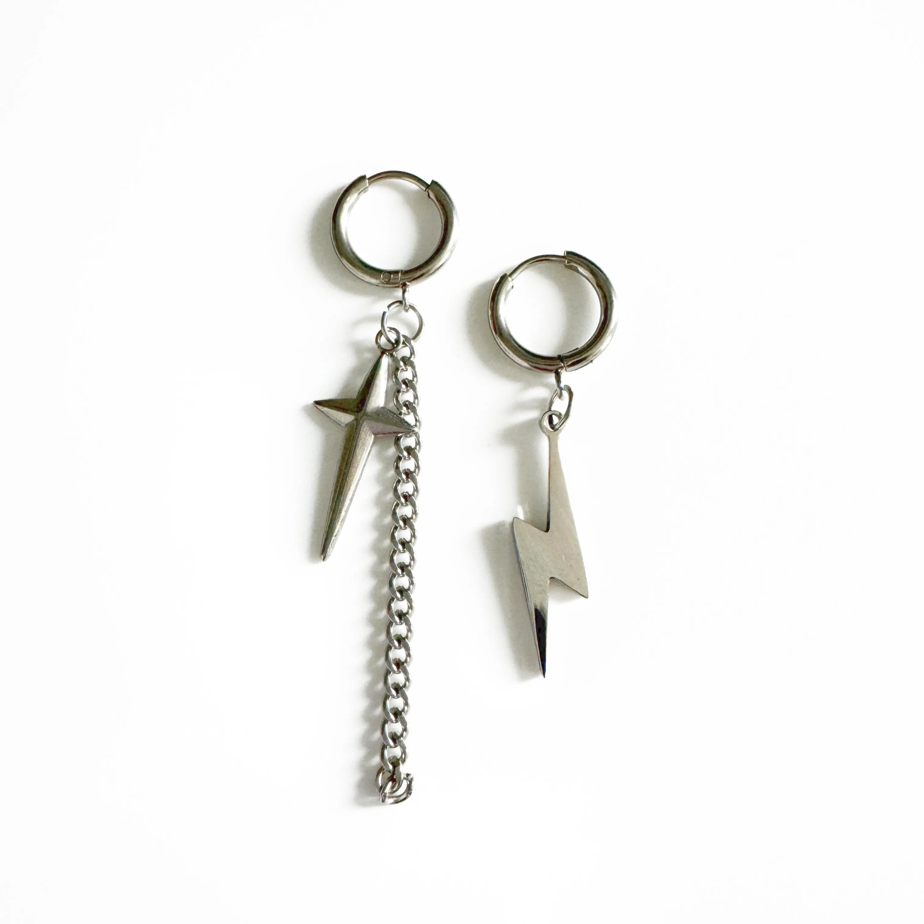 Atlas Lightning Bolt Mismatch Dangle Earrings sold by Luxe Tones