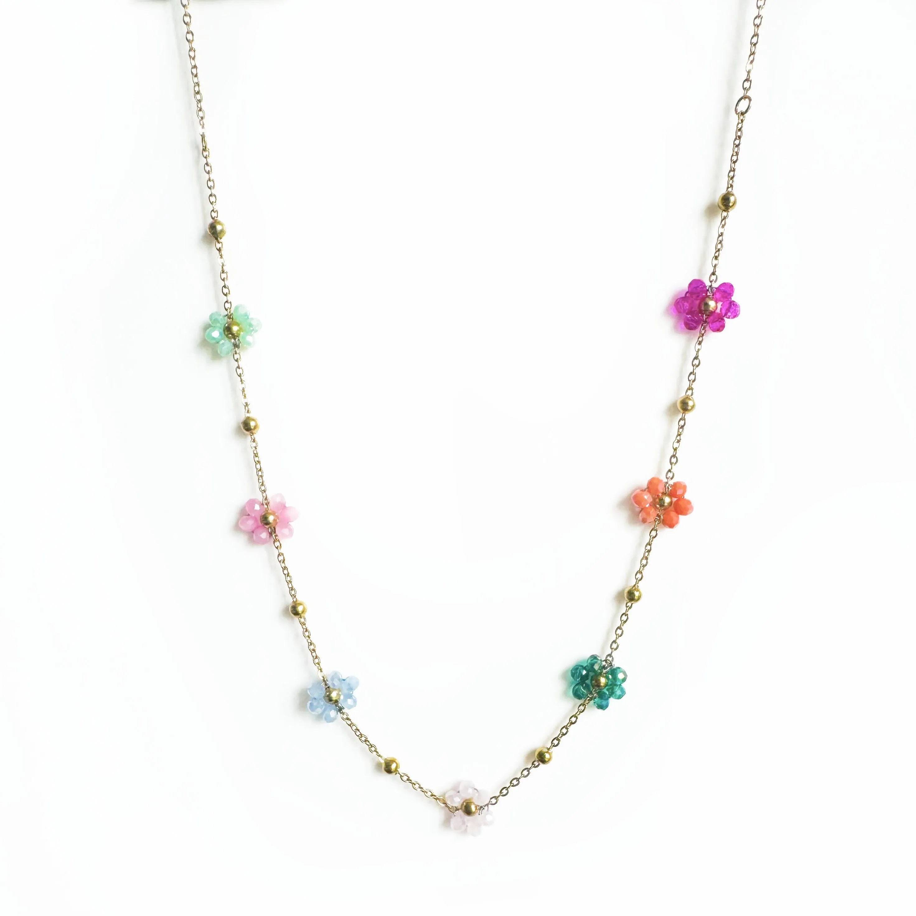 Lucy Multicoloured Beaded Flower Necklace sold by Luxe Tones product image thumbnail 2
