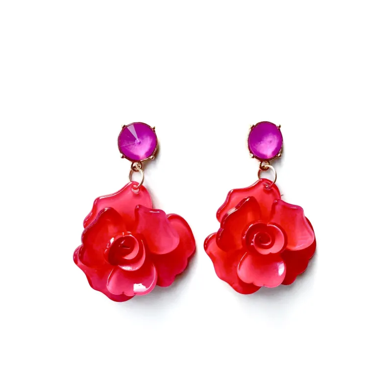 Juniper Statement Pink Rose Earrings sold by Luxe Tones