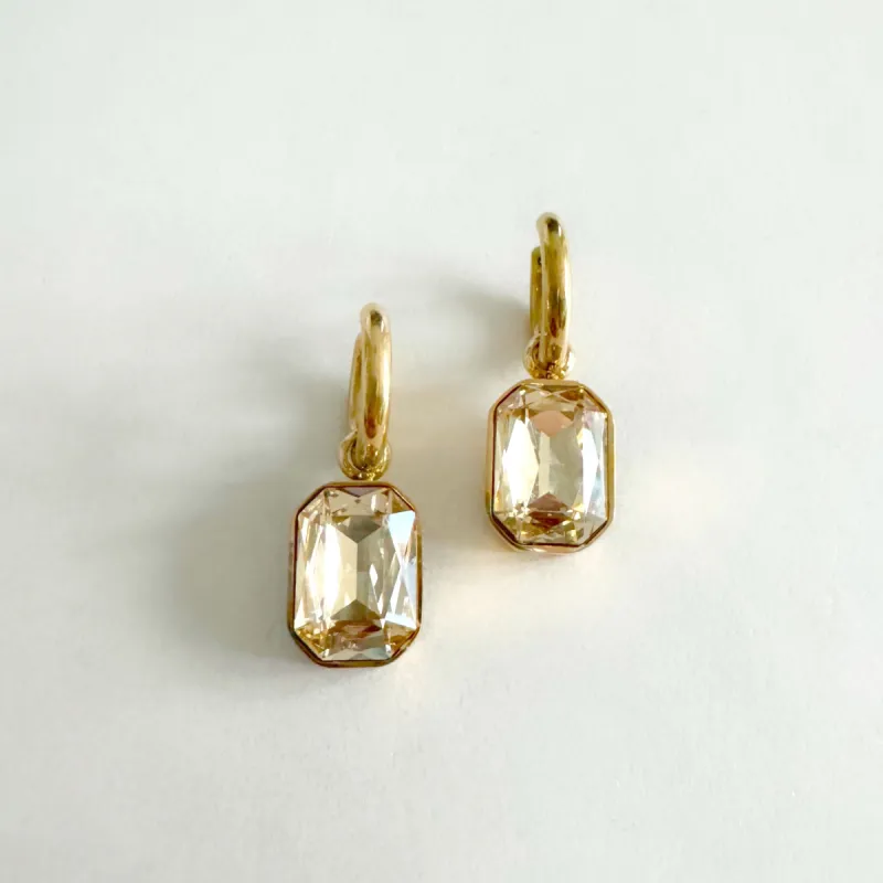 Rani Luxe 18k Gold Plated Champagne Jewel Earrings sold by Luxe Tones