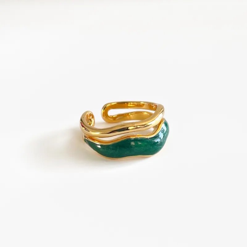 Jolie Wide Gold and Green Ring sold by Luxe Tones