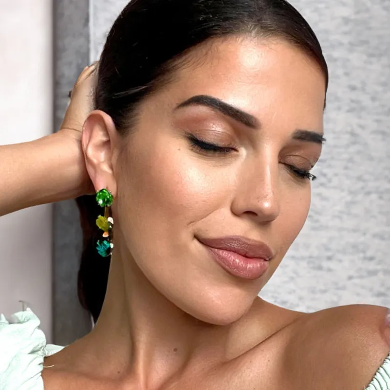Cassiana Statement Green Jewel Earrings sold by Luxe Tones