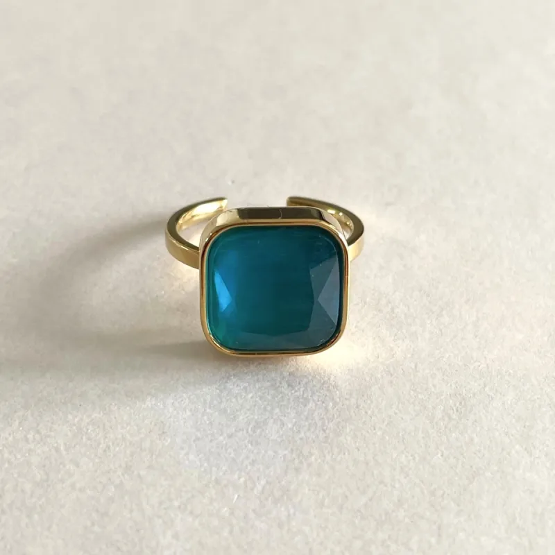 Hestia Luxe 18k Gold Plated Turquoise Ring sold by Luxe Tones