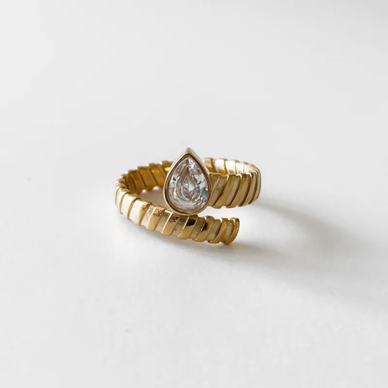 Kali Luxe 18k Gold Plated Clear Wrap Ring sold by Luxe Tones
