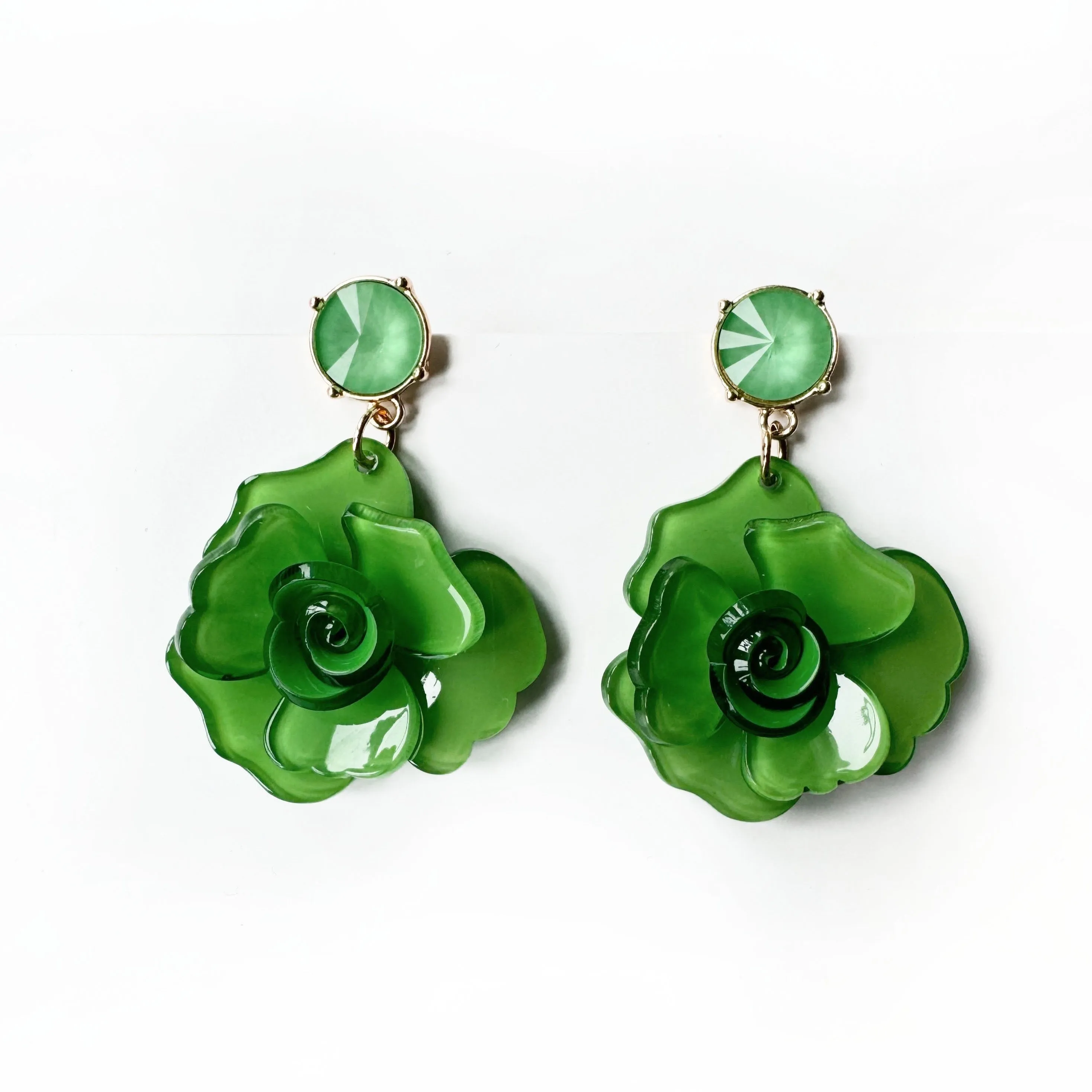 Juniper Statement Green Rose Earrings sold by Luxe Tones