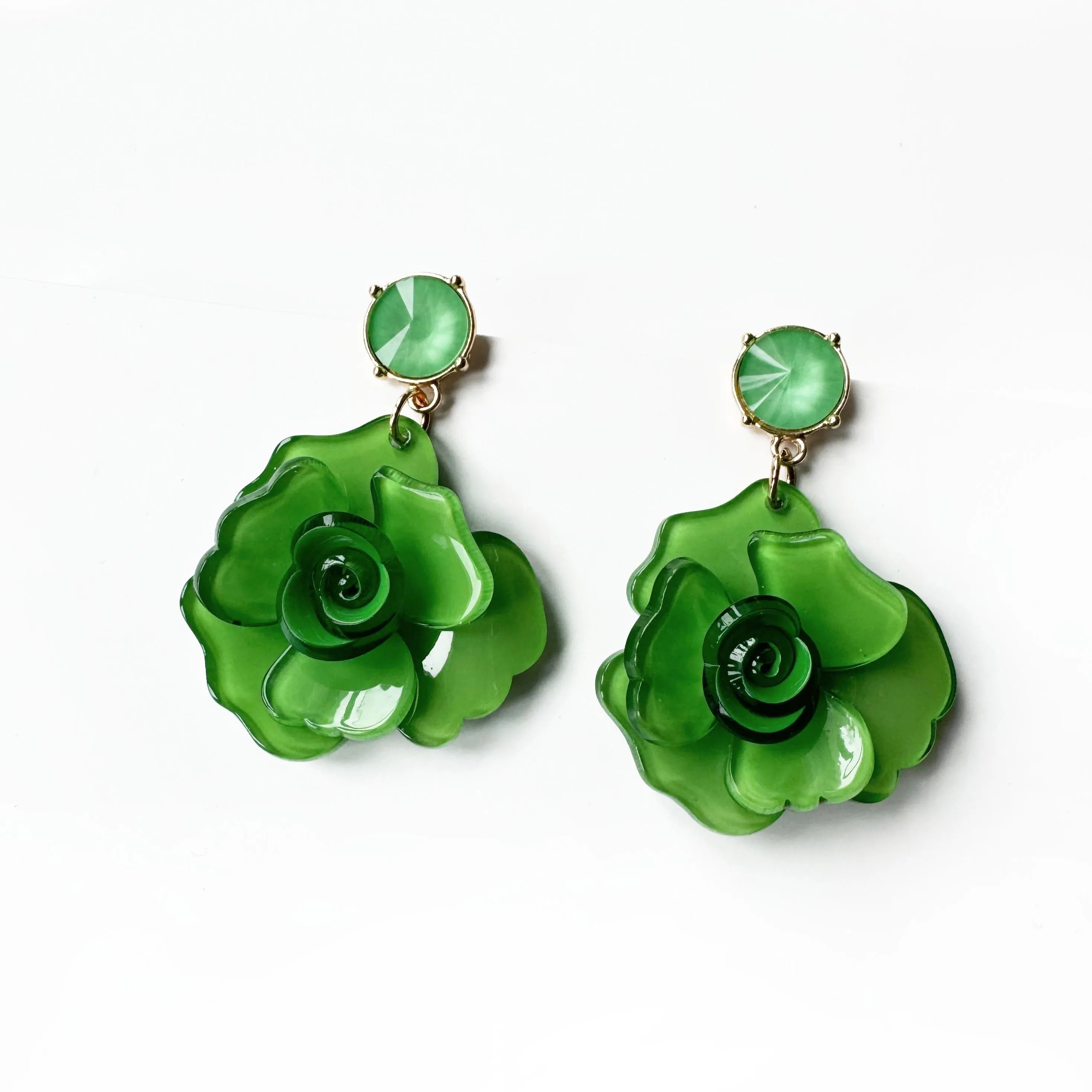 Juniper Statement Green Rose Earrings sold by Luxe Tones product image thumbnail 2