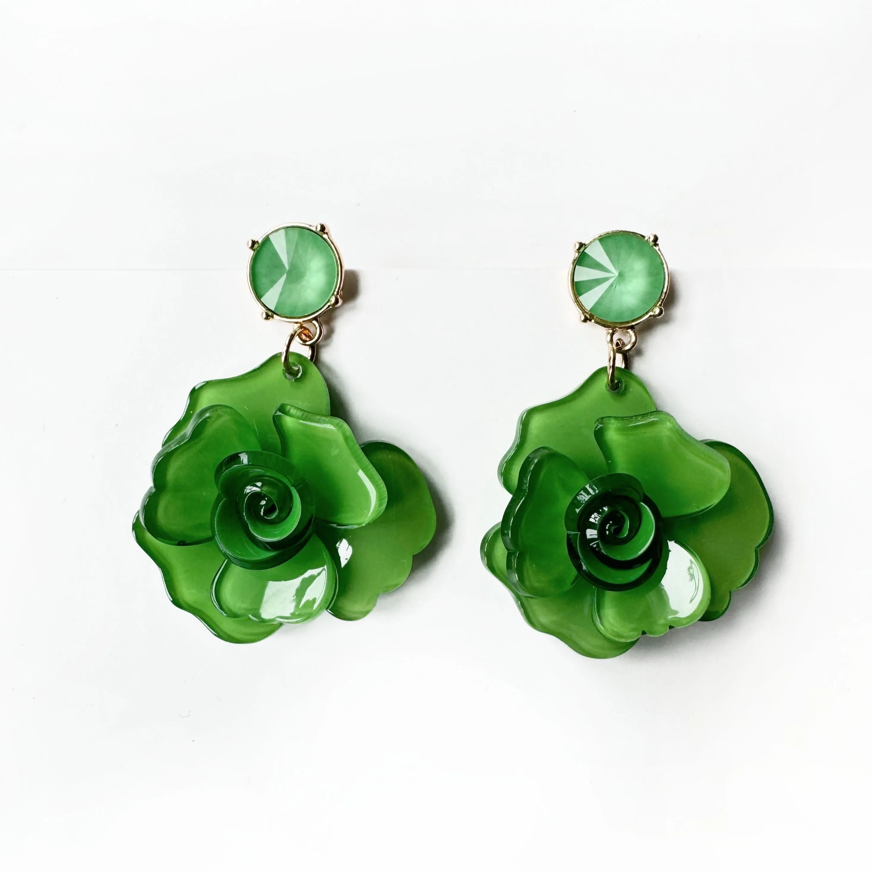 Juniper Statement Green Rose Earrings sold by Luxe Tones product image thumbnail 3