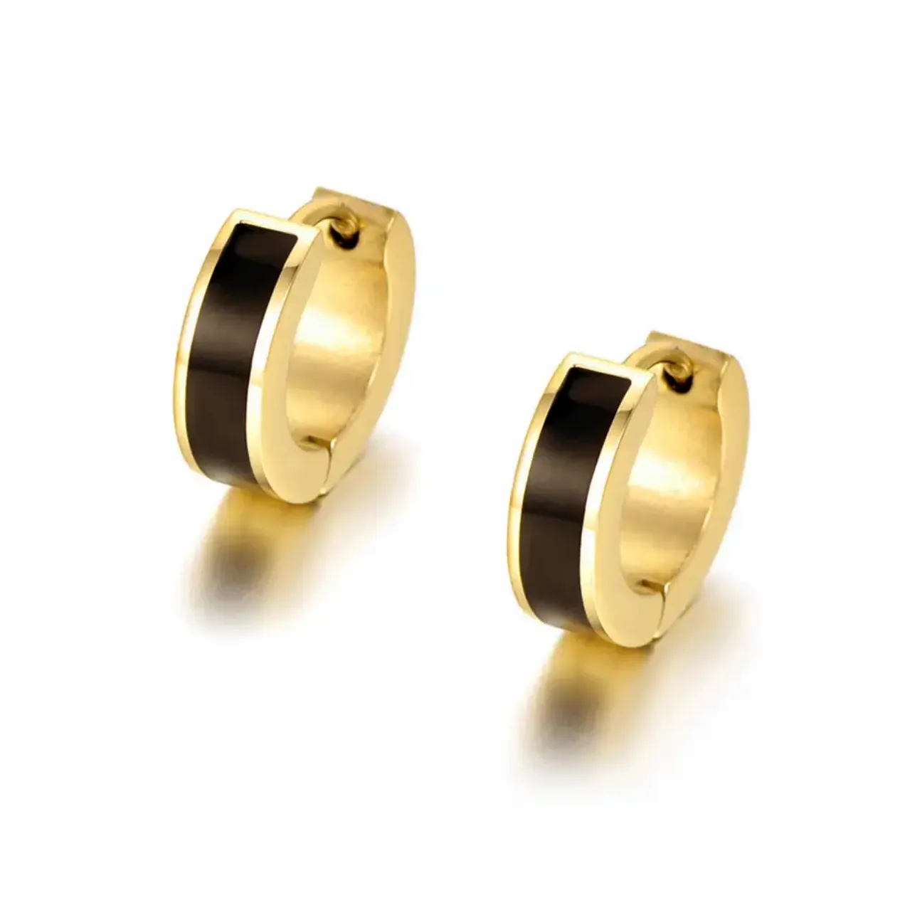 Alice Luxe 18k Gold Plated Black Huggie Hoops sold by Luxe Tones product image thumbnail 2