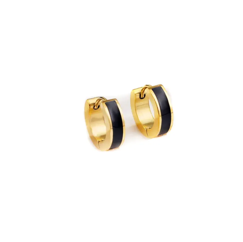 Alice Luxe 18k Gold Plated Black Huggie Hoops sold by Luxe Tones