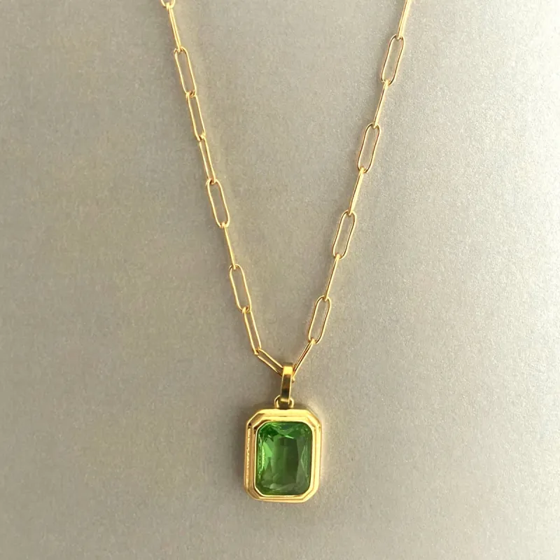 Elena Luxe Green Jewel Pendant Necklace sold by Luxe Tones