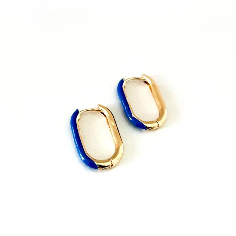Harper Blue Oval Hoop Earrings sold by Luxe Tones
