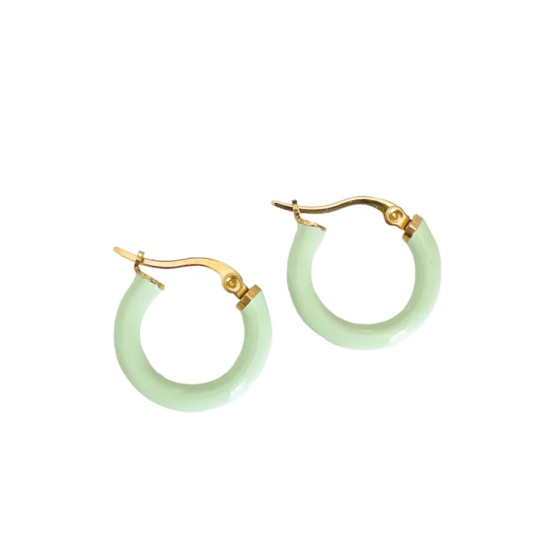 Anais Luxe 18k Gold Plated Mint Hoops sold by Luxe Tones
