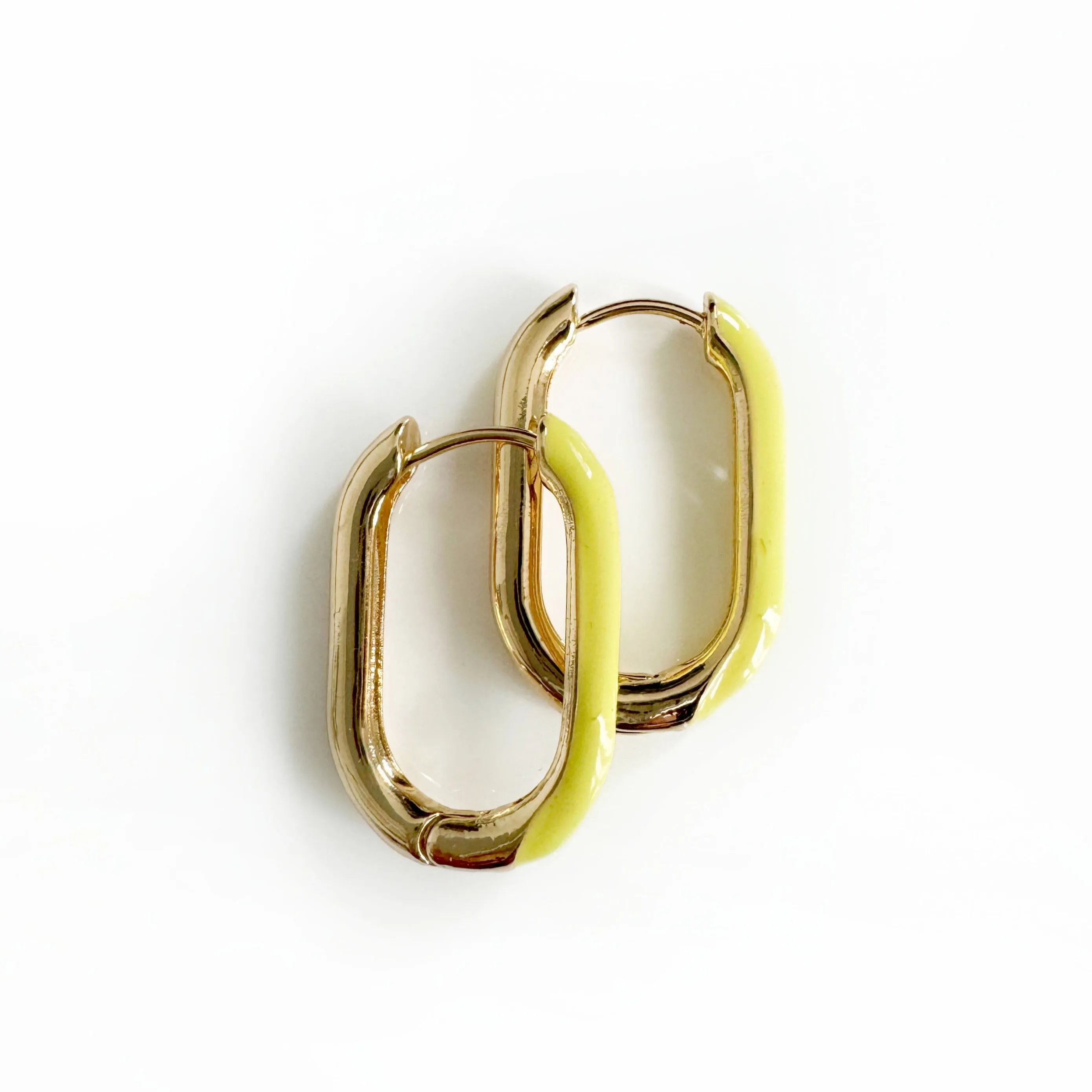 Harper Fluro Yellow Oval Hoop Earrings sold by Luxe Tones product image thumbnail 2