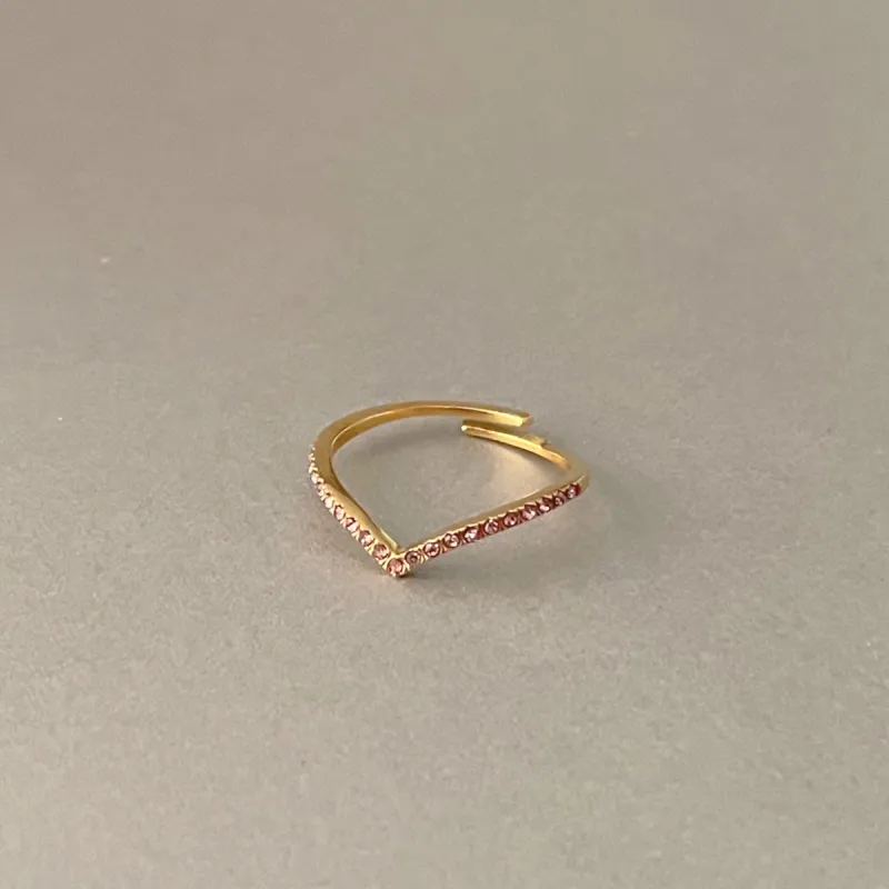 Marina Luxe 18k Gold Plated Skinny Rose Wishbone Ring sold by Luxe Tones