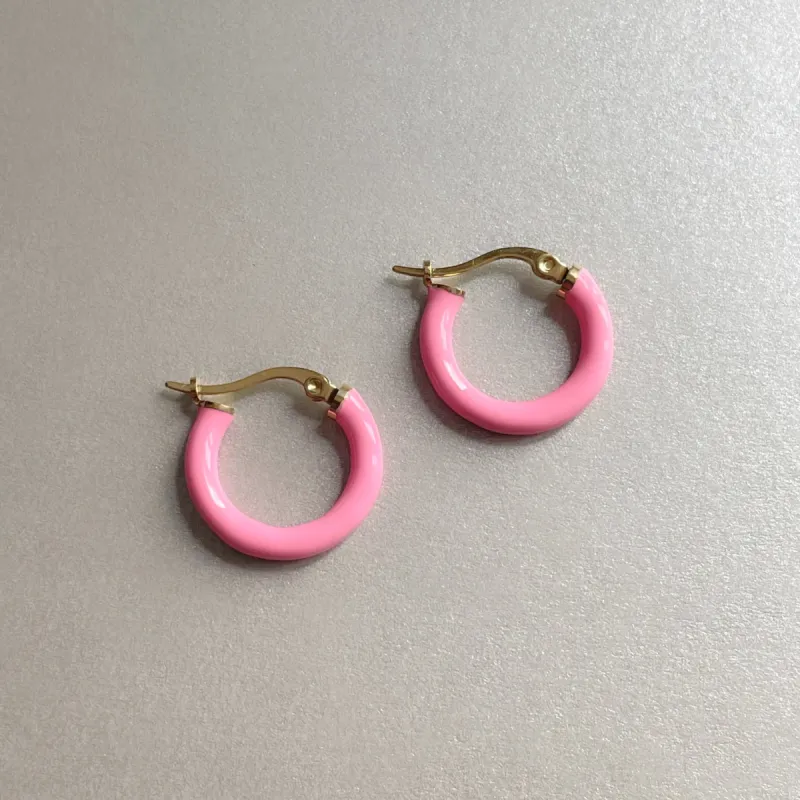 Anais Luxe 18k Gold Plated Pink Hoops sold by Luxe Tones