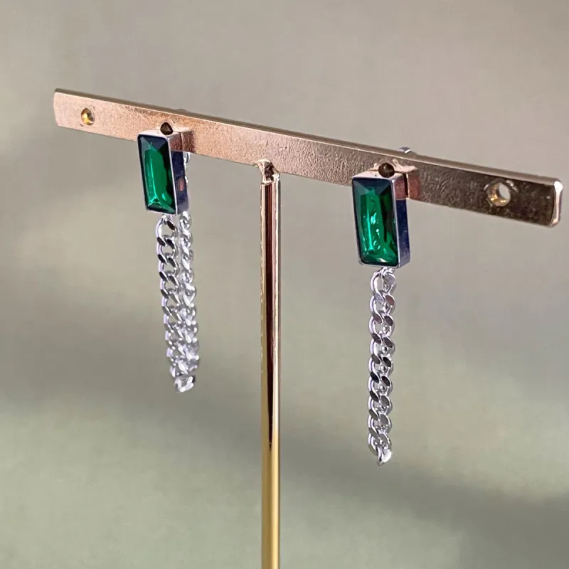 Serenity Luxe Silver Tone Jewelled Chain Earrings sold by Luxe Tones