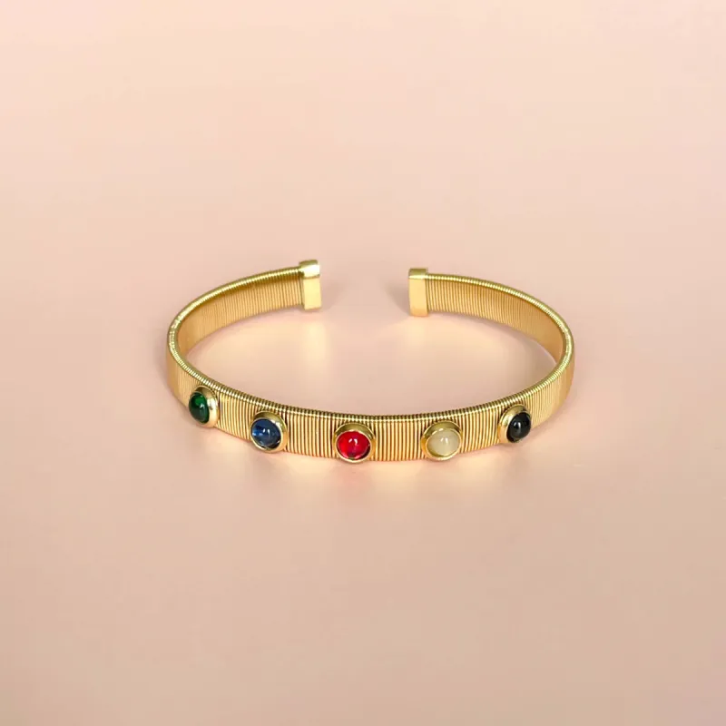 Seira Luxe 18k Gold Plated Jewelled Cuff sold by Luxe Tones