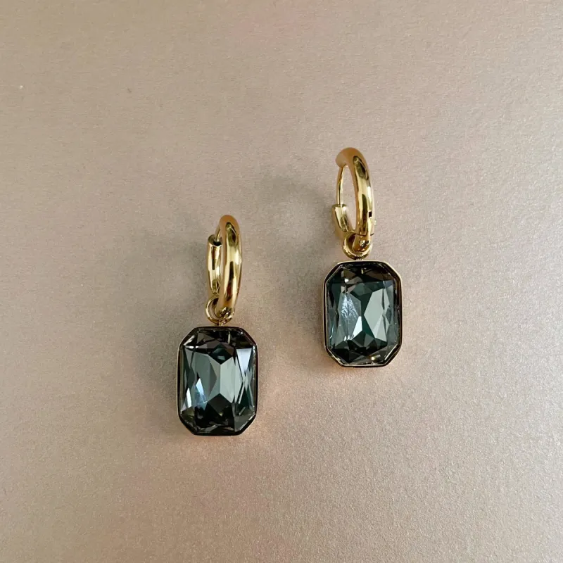 Rani Luxe 18k Gold Plated Smoke Jewel Earrings sold by Luxe Tones