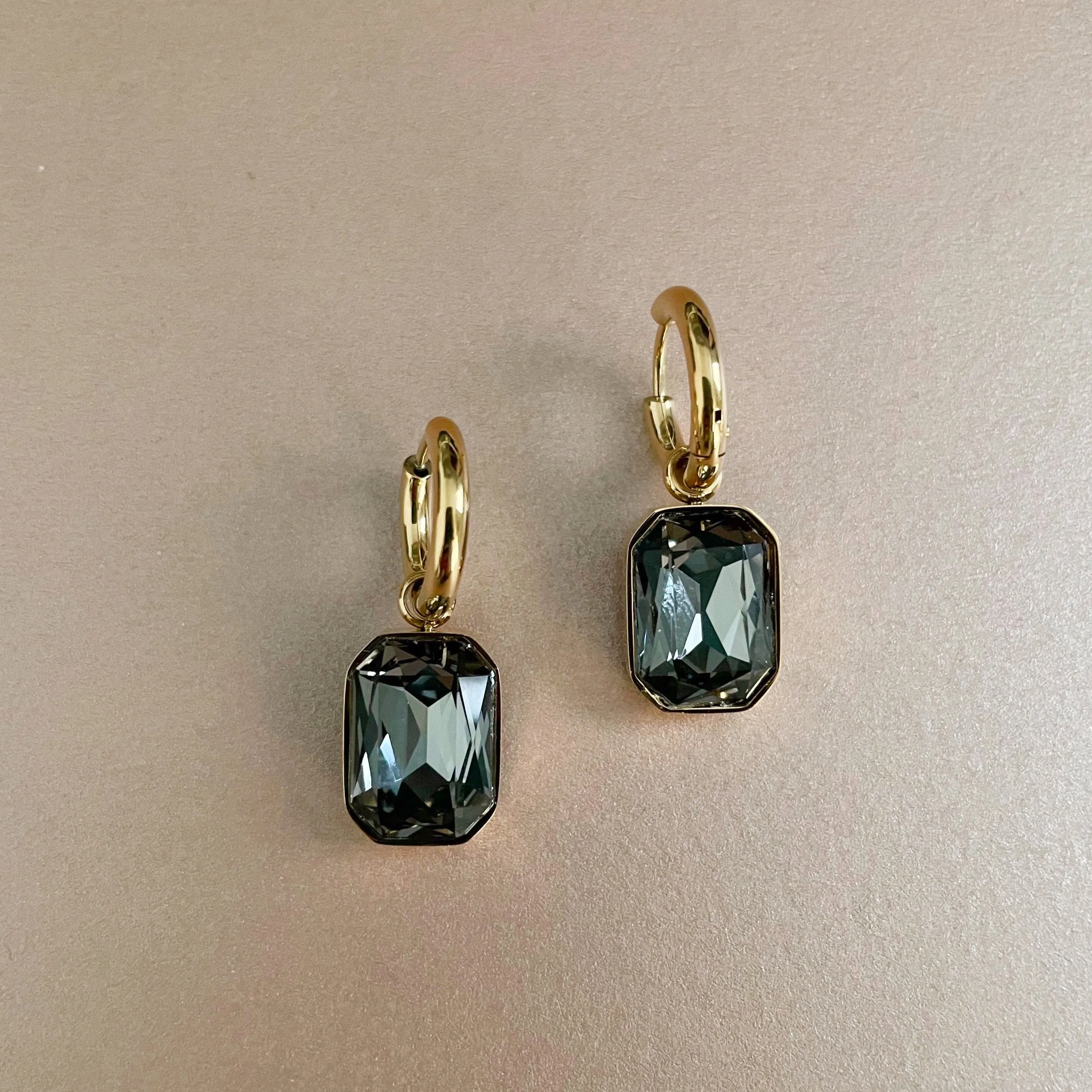 Rani Luxe 18k Gold Plated Smoke Jewel Earrings sold by Luxe Tones