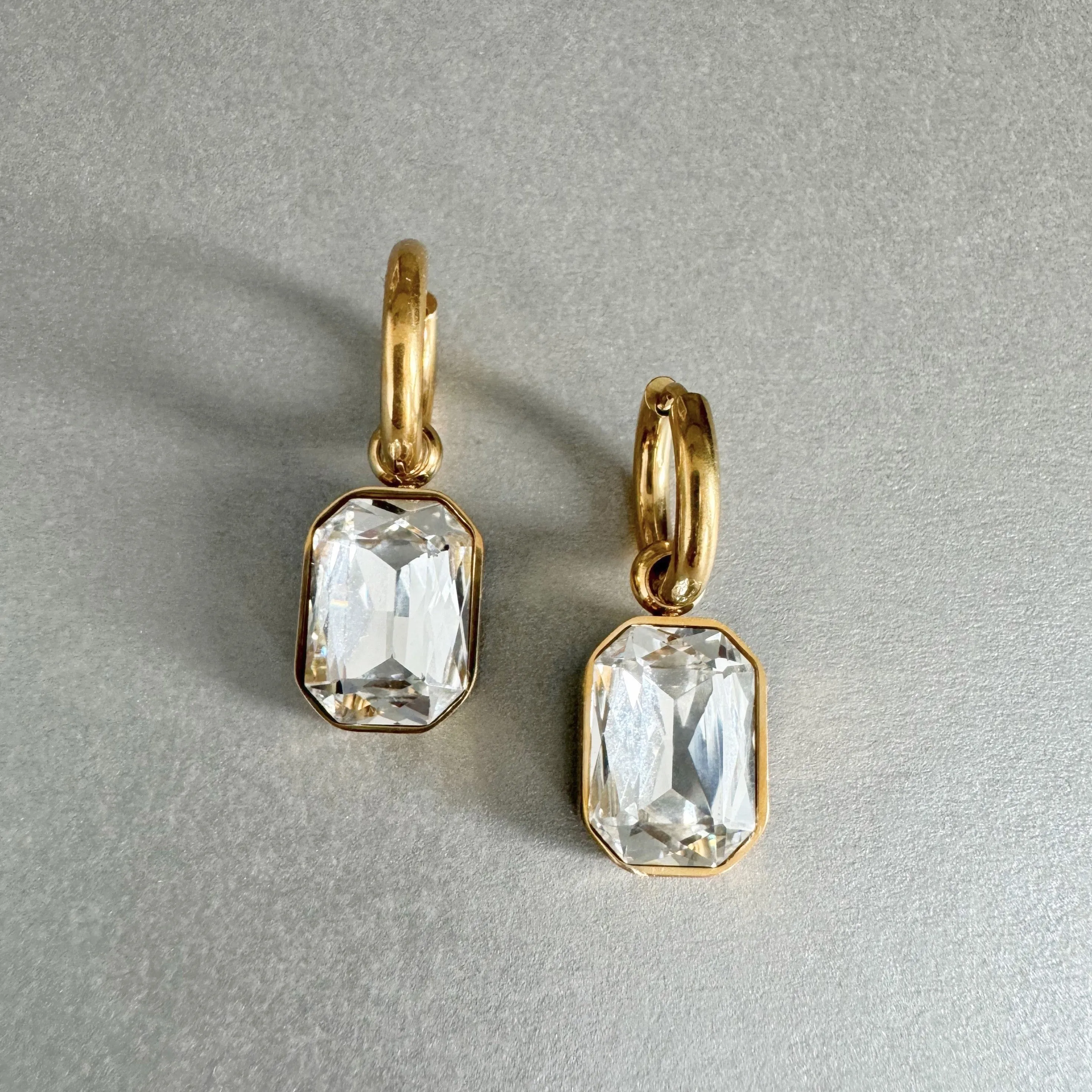 Rani Luxe 18k Gold Plated Clear Jewel Earrings sold by Luxe Tones product image thumbnail 4