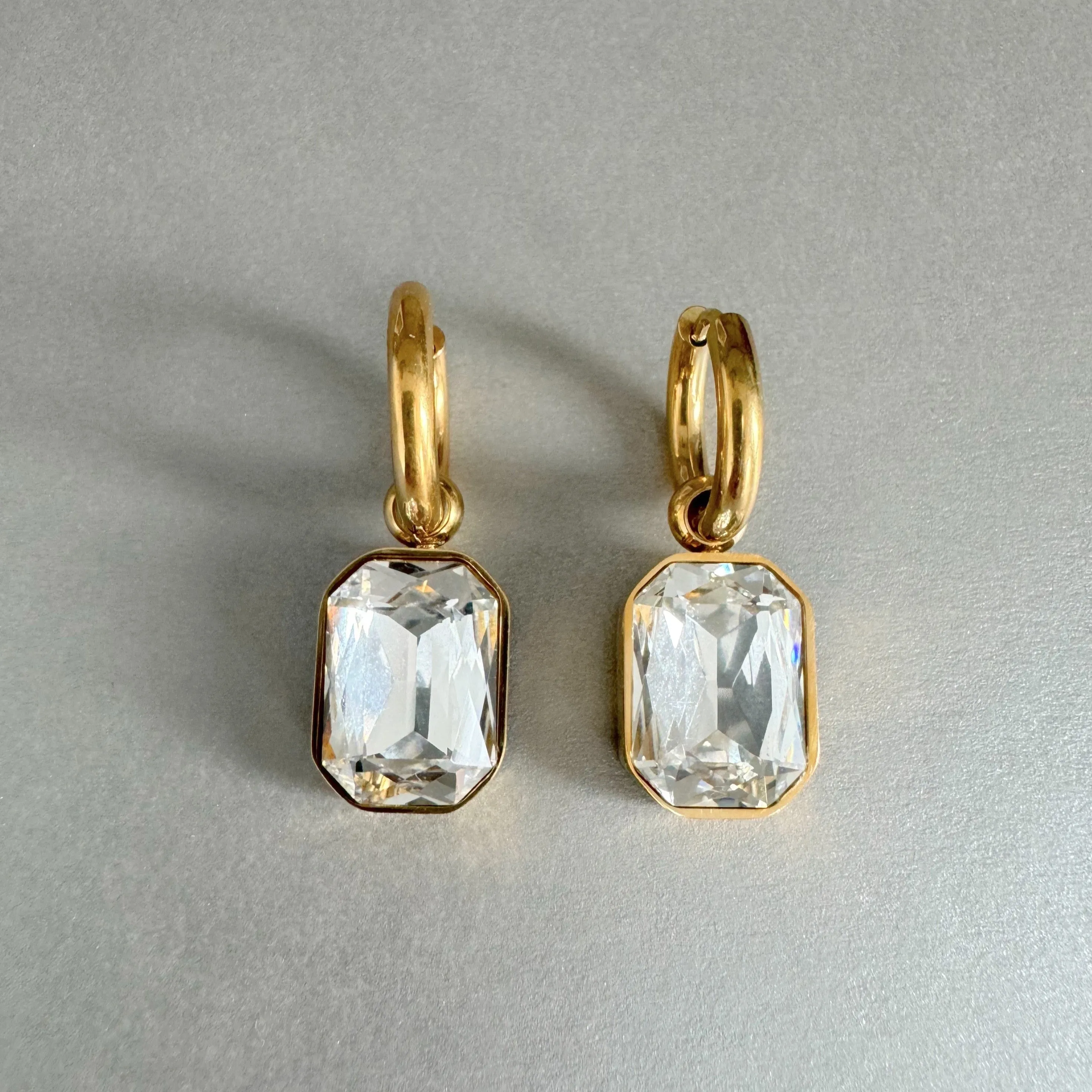Rani Luxe 18k Gold Plated Clear Jewel Earrings sold by Luxe Tones product image thumbnail 2
