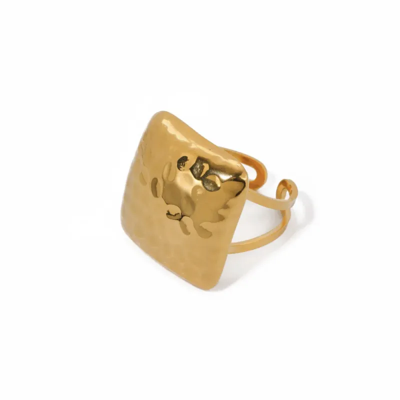 Henley Luxe 18k Gold Plated Square Statement Ring sold by Luxe Tones