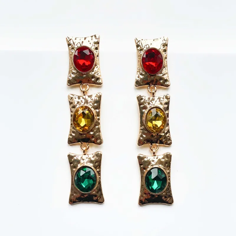 Gabrielle Statement Multi Jewelled Earrings sold by Luxe Tones