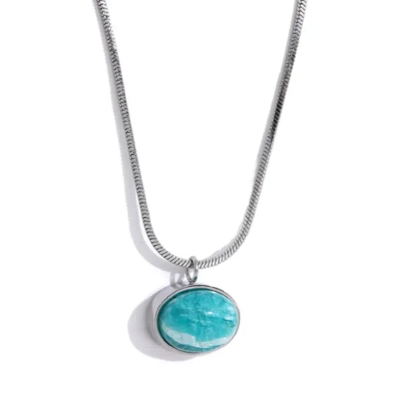 Mahika Turquoise Stone Pendant Necklace sold by Luxe Tones