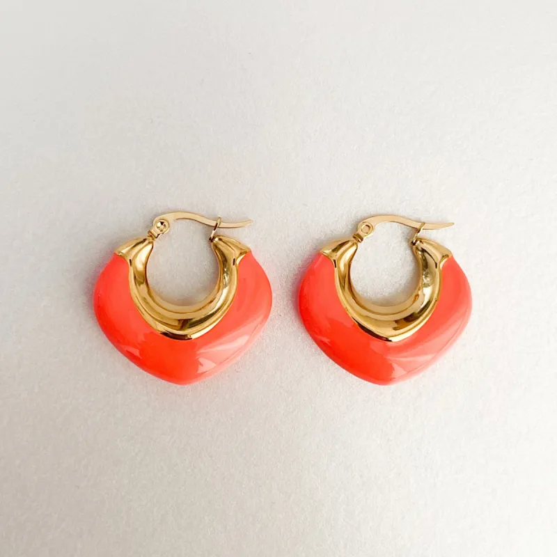 Lola Luxe 18k Gold Plated Coral Hoops sold by Luxe Tones