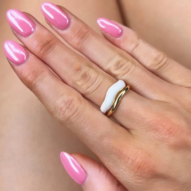 Jolie Wide Gold and Ivory Ring sold by Luxe Tones