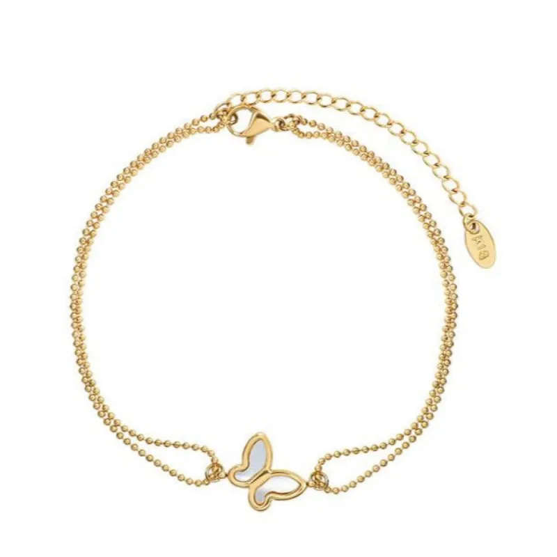 Callie 18k Gold Plated Layered Butterfly Anklet sold by Luxe Tones