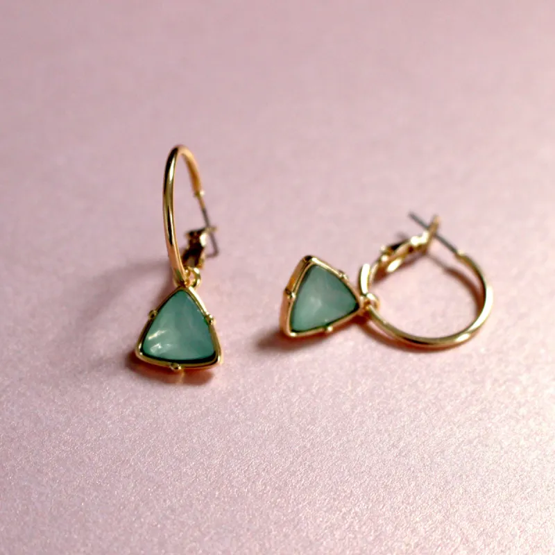 Holly Aqua Gem Hoop Earrings sold by Luxe Tones