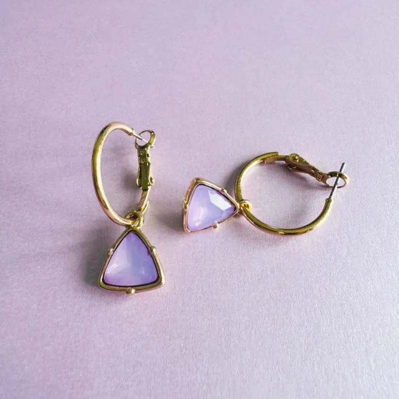 Holly Lilac Gem Gold Hoop Earrings sold by Luxe Tones