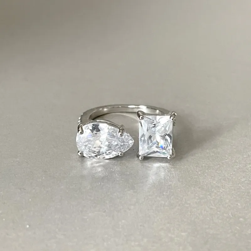 Unity Statement Open Silver Tone Jewel Ring sold by Luxe Tones