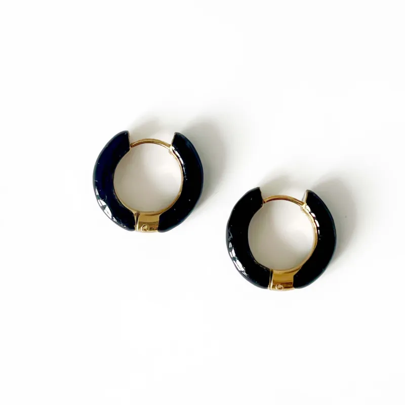 Autumn Luxe 18k Gold Plated Black Hoops sold by Luxe Tones