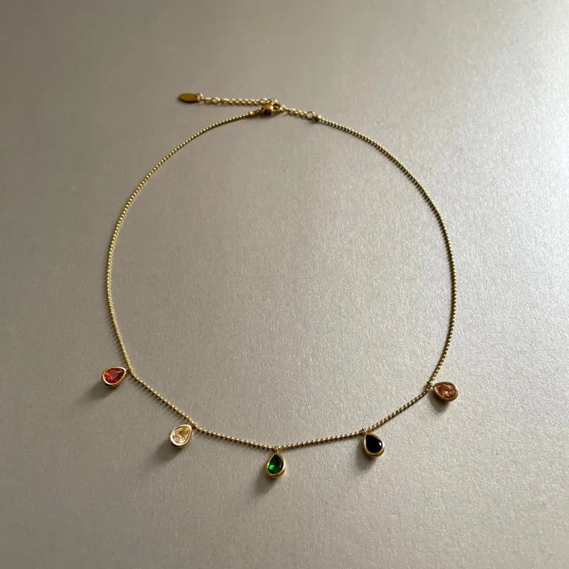 Emilia Luxe 18k Gold Plated Jewel Necklace sold by Luxe Tones