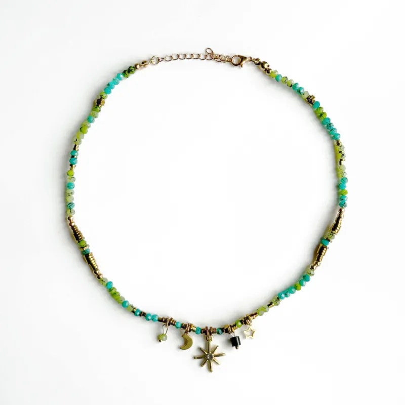 Gaia Aqua Beaded Necklace sold by Luxe Tones