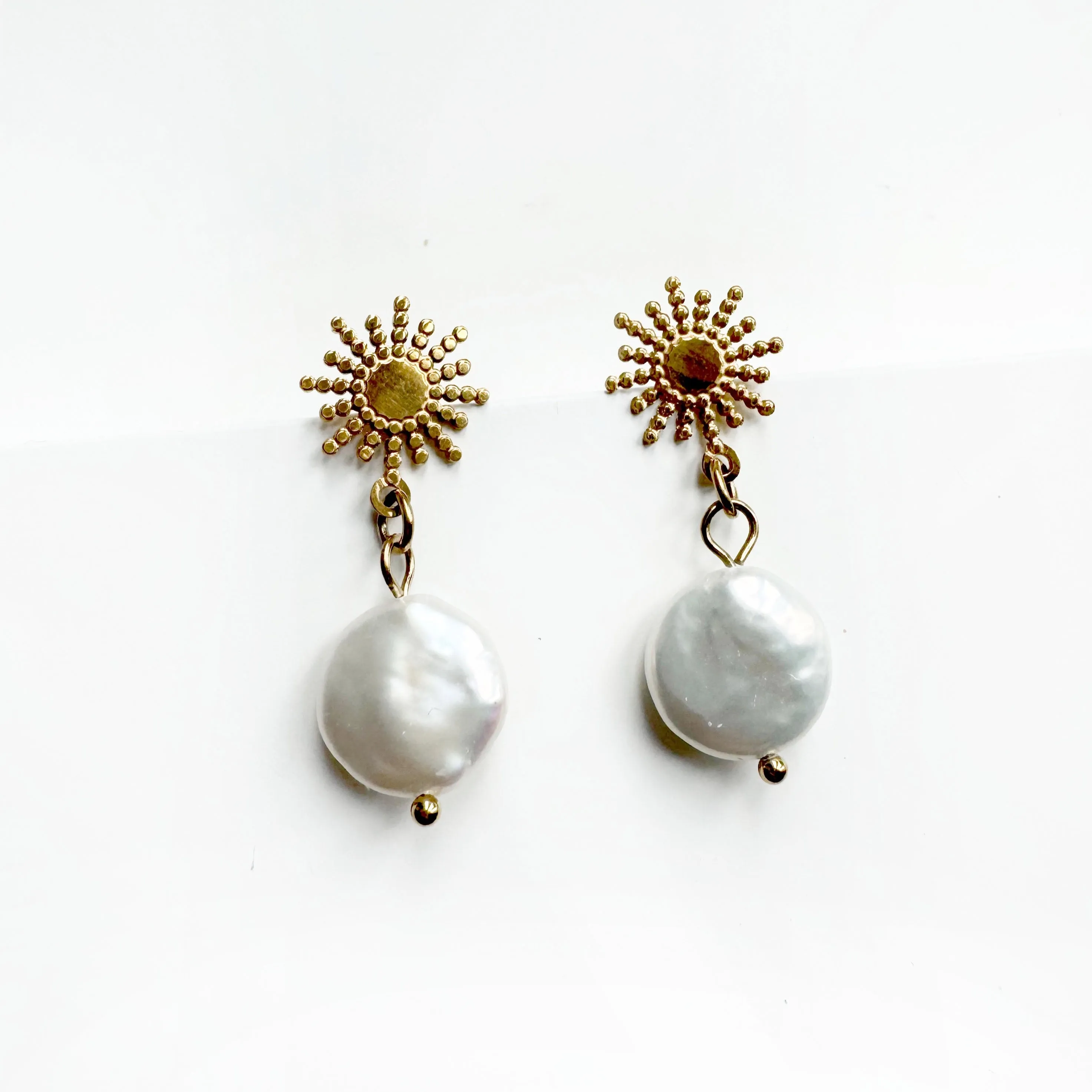 Selena Luxe 18k Gold Plated Pearl Earrings sold by Luxe Tones