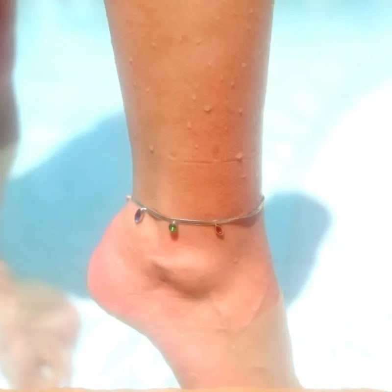 Nala Silver Jewelled Ankle Chain sold by Luxe Tones