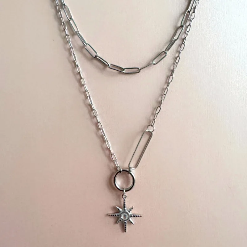 Sahara Luxe Double Layer Starburst Pendant Necklace sold by Luxe Tones