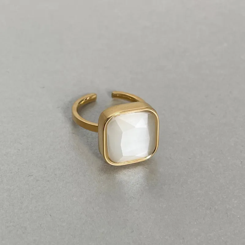 Hestia Luxe 18k Gold Plated White Ring sold by Luxe Tones