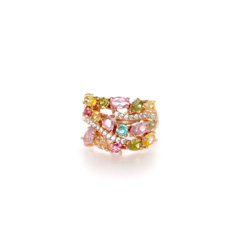 Catriona Multi Jewel Statement Ring made by Luxe Tones