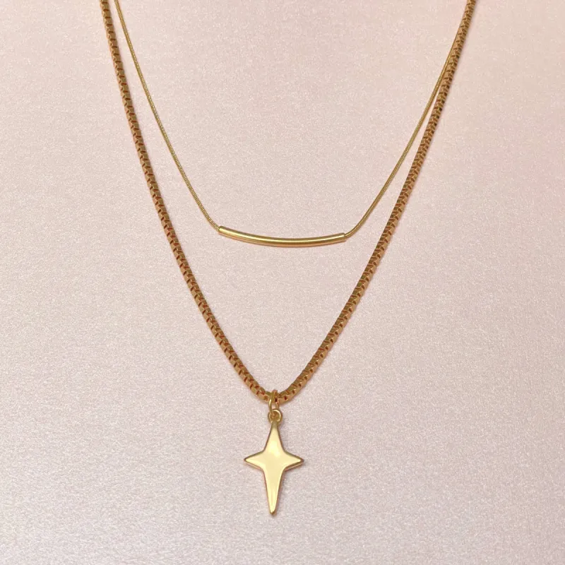 Taliana North Star Double Layer Necklace sold by Luxe Tones