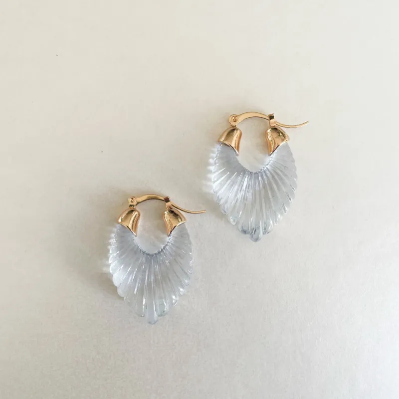 Audrey Sky Ridged Hoop Earrings sold by Luxe Tones
