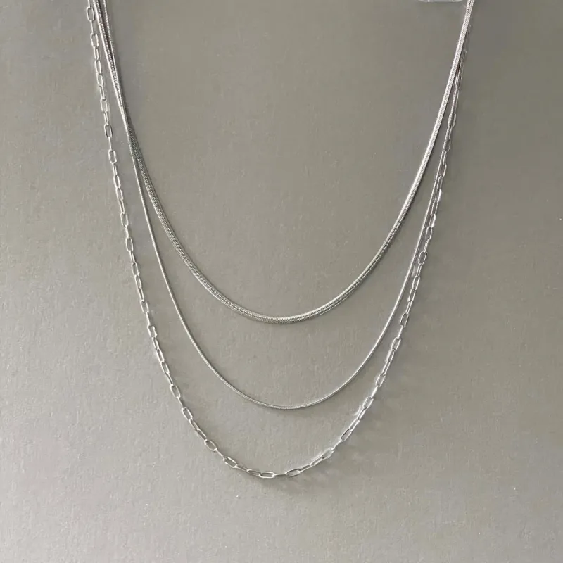 Medea Luxe Silver Plated Triple Layer Necklace sold by Luxe Tones