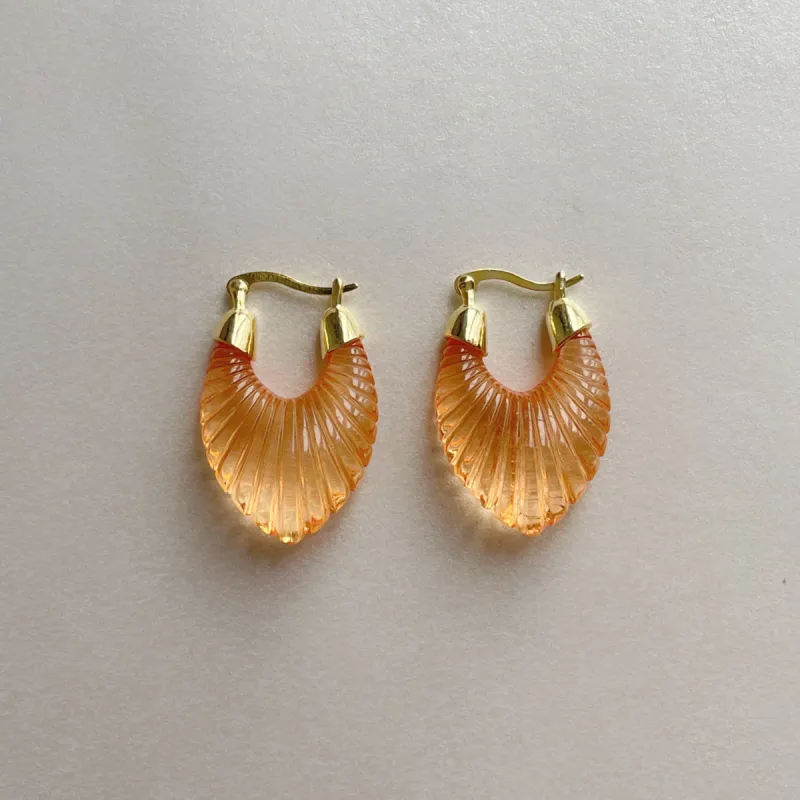 Audrey Apricot Ridged Hoop Earrings sold by Luxe Tones