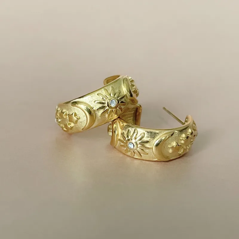 Helia 18k Gold Plated Celestial Earrings sold by Luxe Tones